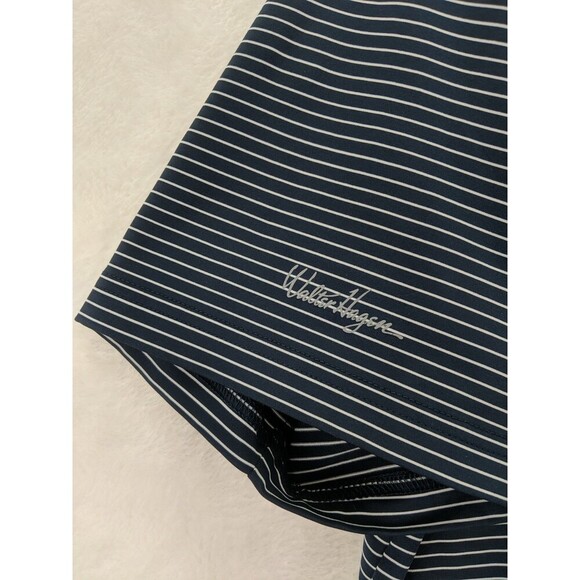 Walter Hagen Polo Shirt Men's XL Navy Blue Stripe 11 Majors Polyester Golf - Picture 9 of 9